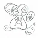 Paw Print with a name Ben tattoo design idea