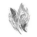pair of feathers from Xayah and rakan from league of legends featuring fire tints tattoo design idea