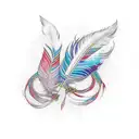 pair of feathers from Xayah and rakan from league of legends featuring fire tints tattoo design idea