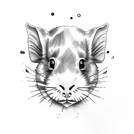 Tropical plants with a guinea-pig, a turtle and a cat tattoo design idea