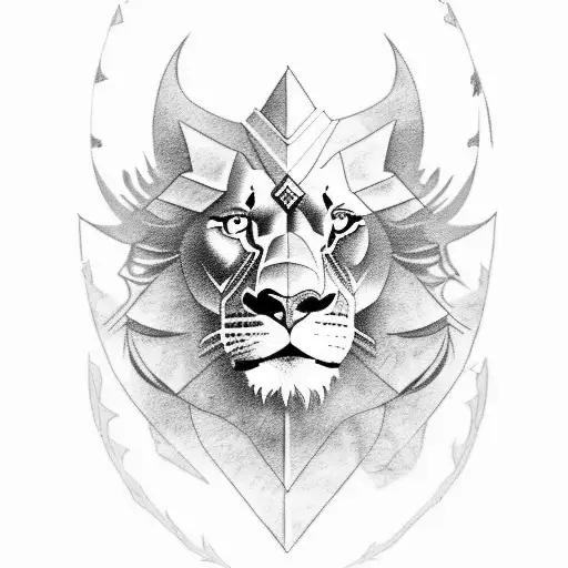Kurdish warrior riding a lion, symbolizing freedom and strength tattoo design idea