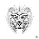 Mechanical lion with gears and tools representing car mechanics and Kurdistan tattoo design idea