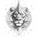 Kurdish warrior riding a lion, symbolizing freedom and strength tattoo design idea