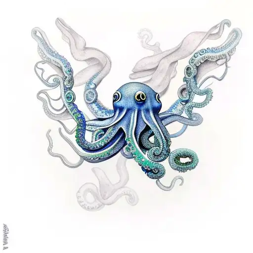 blue ring octopus for hip and pelvis tattoo design idea