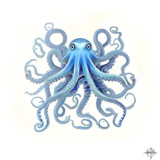 blue ring octopus for hip and pelvis tattoo design idea