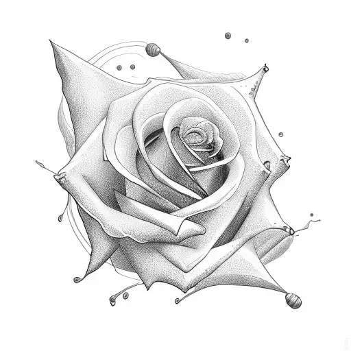 rose and clouds with rays of sunshine tattoo design idea