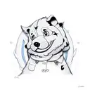 the name REMI with blues clues paw print and bluey tattoo design idea