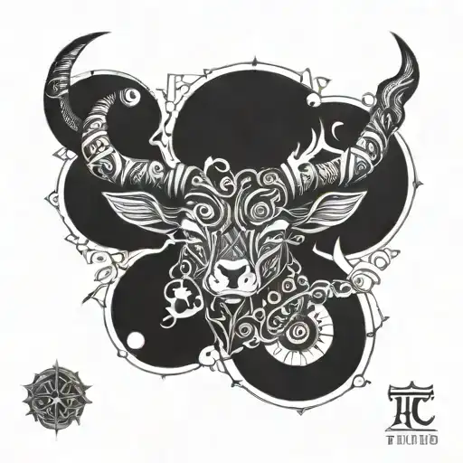 Combine the zodiac signs of Capricorn and Taurus into a unique and intricate design tattoo design idea