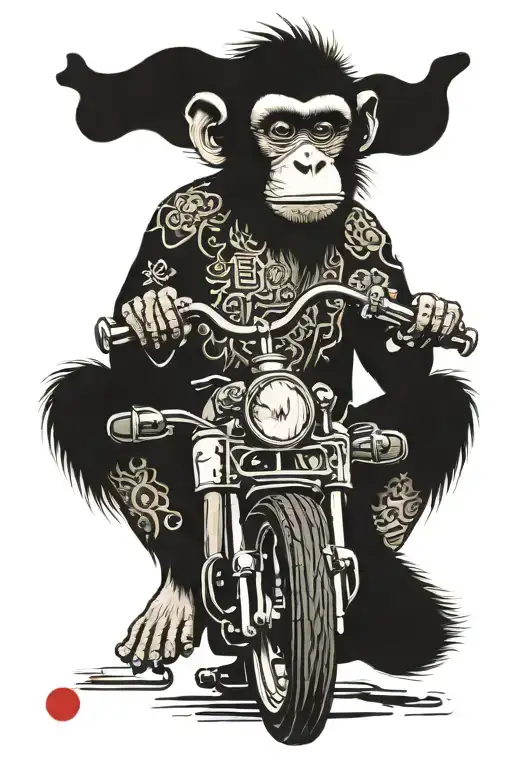 a drogued monkey driving a bike tattoo design idea