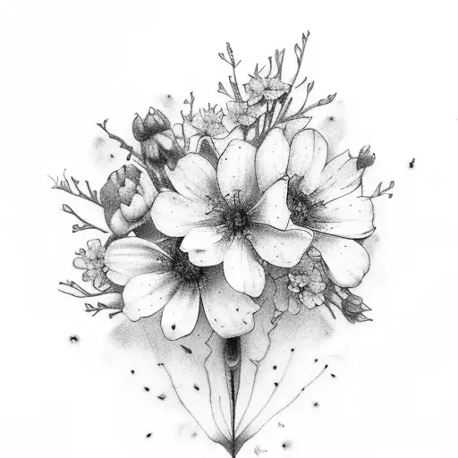 November, September, October, December, march, may, June, July birth flowers tattoo design idea
