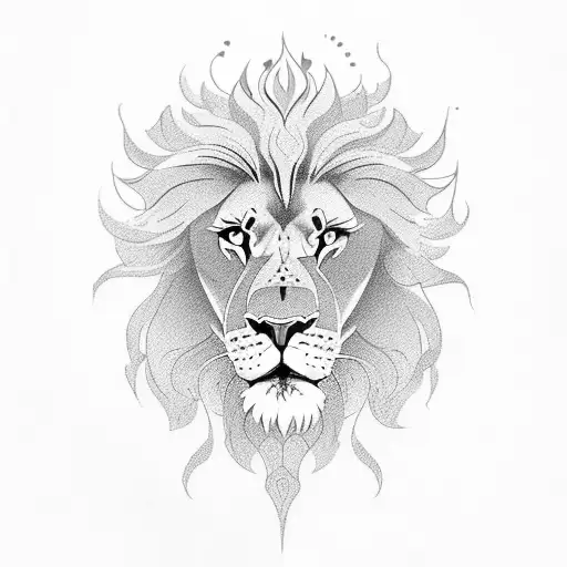 Lion, flowers, Phoenix  tattoo design idea