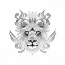Lion, flores, Phoenix  tattoo design idea