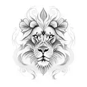 Lion, flores, Phoenix  tattoo design idea