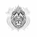 Lion, flores, Phoenix  tattoo design idea