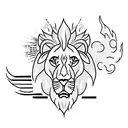Lion, flores, Phoenix  tattoo design idea
