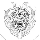 Lion, flores, Phoenix  tattoo design idea