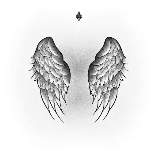 angel wings with number 1414 in middle tattoo design idea