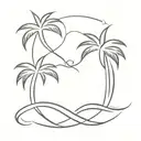 2 palm trees intertwined with an infinity sign as the waves tattoo design idea