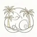 2 palm trees intertwined with an infinity sign as the waves tattoo design idea