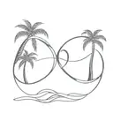 2 palm trees intertwined with an infinity sign as the waves tattoo design idea