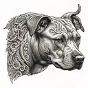 pitbull dog with bad face tattoo design idea