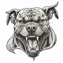 Angry pitbull dog showing devil teeth tattoo design idea