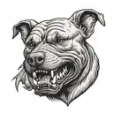Angry pitbull dog showing devil teeth tattoo design idea