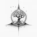 hourglass with tree half sleeve tattoo design idea
