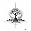 hourglass with tree half sleeve tattoo design idea
