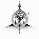 hourglass with tree half sleeve tattoo design idea
