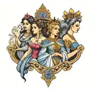four queens on thrones tattoo design idea