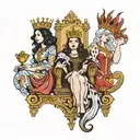 four queens on thrones tattoo design idea