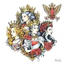 four queens on thrones tattoo design idea