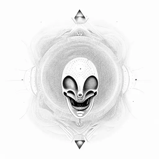 alien meditating with third eye tattoo design idea