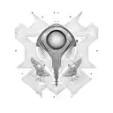 alien ship with DNA beam and atom illuminated tattoo design idea