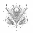 alien ship with DNA beam and atom illuminated tattoo design idea