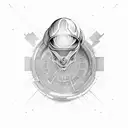 alien ship with DNA beam and atom illuminated tattoo design idea