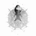 alien spaceship with DNA beam shooting down and atom at bottom tattoo design idea