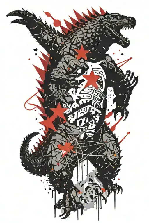 Godzilla Atari star tattoo design idea