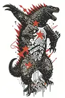 Godzilla Atari star tattoo design idea