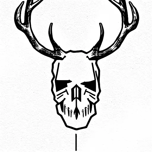 skull with deer antlers tattoo design idea