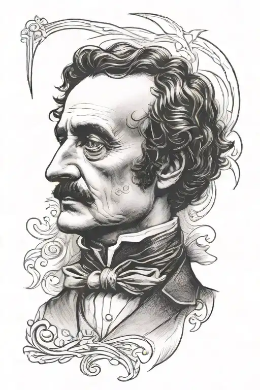 edgar allen poe portrait tattoo design idea