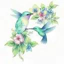 delicate hummingbird with a skull and flowers/vines tattoo design idea