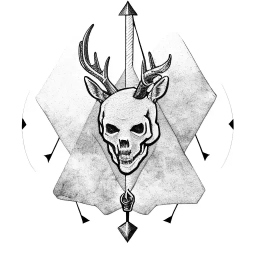 Strength, power, wisdom, perseverance, dedication, God, Buck (deer) Bear and an Arrow skeleton key  tattoo design idea
