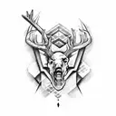 Strength, power, wisdom, perseverance, dedication, God, Buck (deer) Bear and an Arrow skeleton key  tattoo design idea