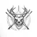 Strength, power, wisdom, perseverance, dedication, God, Buck (deer) Bear and an Arrow skeleton key  tattoo design idea