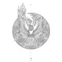 inscribed triangle yin and yang pheonix  tattoo design idea