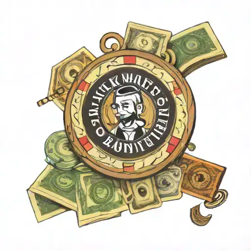 Jack Daniels roulette wheel monopoly Man hundred dollar bill rose eye  tattoo design idea