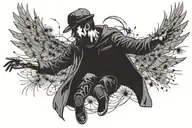 among flying dandelion seeds a hangman flying with a dandelion seed tattoo design idea