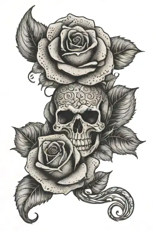 turbo with skull rose tattoo design idea